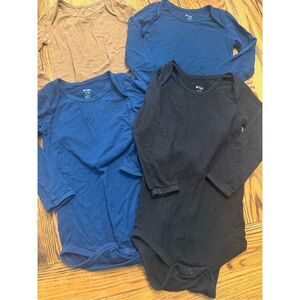 Lot of 4 Kyte Navy Brown Black Long Sleeve Bodysuit Onesie Bundle 18-24 Months